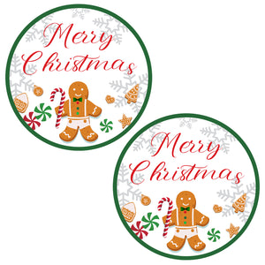 joycraft 120Pcs Merry Christmas Stickers, Christmas Gift Stickers, 2Inch Gingerbread Man Christmas Stickers, Christmas Holiday Gift Labels for Envelope Seals, Xmas Party, Class, Home