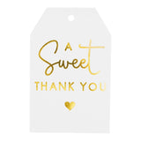 A Sweet Thank You Tags, joycraft 50Pcs Gold Thank You Gift Tags with String, 3x2 in White Kraft Paper Gift Tags, Sweet Thank You Tags for Wedding, Baby Shower, Birthday, Anniversary, Gift Wrap