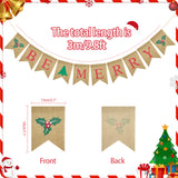 joycraft Be Merry Burlap Banner, Christmas Fireplace Banner, Vintage Christmas Banner, Christmas Wall Banner, Christmas Tree Garland, Christmas Hanging Banner for Xmas Party, Office, Home