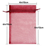 joycraft 50Pcs Burgundy Organza Bags - 4x6 In Holiday Drawstring Mesh Pouch, Sheer Party Favor Bags for DIY Craft, Christmas Gift, Jewelry Packaging, Wedding Favor