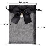 joycraft 4x6 In Organza Bags with Bow, 30Pcs Black Party Favor Bag, Jewelry Pouches with Drawstring, Sheer Mesh Drawstring Bags for Jewelry, Makeup, Candy, Desserts