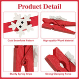 joycraft 50pcs Christmas Clips, 1.4 Inch Snowflake Photo Clips, Red Wooden Clothespins with String, Mini Wooden Pegs Decorative Clothespins for Christmas Hanging Photos and Party Decorations