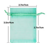 joycraft 50Pcs Aqua Blue Organza Bags – 2.7x3.5 In Sheer Jewelry Drawstring Mesh Pouch, Small Holiday Organza Pouch for Christmas, Thanksgiving, Wedding Favor, Small Business