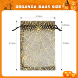 joycraft 50Pcs Halloween Drawstring Bags, 4 x 6 inches Halloween Bags for Gift, Halloween Party Favor Bags, Spider Web Sheer Organza Bags for Gift Wrapping, Party, Candy (Black)