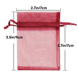 joycraft 50Pcs Burgundy Organza Bags – 2.7x3.5 In Sheer Holiday Mesh Pouch, Small Jewelry Organza Drawstring Pouch for Halloween, Christmas, DIY Craft, Party Favor