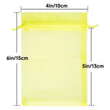 joycraft 50Pcs Lemon Yellow Organza Bags - 4x6 In Jewelry Drawstring Mesh Pouch, Sheer Organza Gift Wrapping Bags for Birthday, Baby Shower, Wedding, Graduation