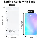 joycraft Necklace Display Cards with Bags - 100Pcs Holographic Earring Display Cards, 3.5x2 in White Paper Jewelry Card for Selling, Packaging, Small Business, Craft Fair