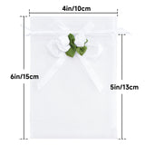 joycraft 4x6 In Organza Bags with Rose, 30Pcs White Wedding Party Favor Bag, Jewelry Pouches with Drawstring, Sheer Mesh Drawstring Bags for Jewelry, Makeup, Candy, Desserts