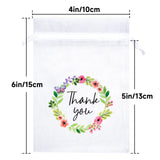 joycraft 4x6 In Thank You Organza Bags - 30Pcs White Mesh Gift Bags with Drawstring, Flower Organza Party Favor Pouch for Thanksgiving, Wedding, Birthday, Baby Shower
