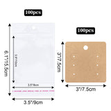 joycraft 6 Holes Earring Display Cards with Bags - 100Pcs Kraft Paper Necklace Display Cards, 2.95 in Square Brown Jewelry Card for Selling, Packaging, Small Business, Craft Fair