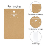 joycraft 100Pcs Earring Display Cards with Bags, Brown Necklace Display Cards, 3.5x2.4 inch Paper Jewelry Display Cards for Selling, Hanging Earring and Necklace, DIY Crafts, and Retail