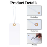 100Pcs White Blank Tags with String Attached, 4 3/4 x 2 3/8 inch Price Tags, Pre-Attached Elastic Cord Hangtags, Thick Paper Shipping Tags with Reinforced Eyelet for Gift Wrap, Christmas, Party