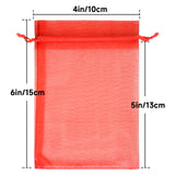 joycraft 50Pcs Hot Red Organza Bags - 4x6 In Drawstring Holiday Mesh Pouch, Sheer Organza Party Favor Bags for Christmas Gift, Halloween, Small Business, DIY Craft