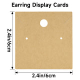 joycraft 100Pcs Earring Display Cards – 2.36In Brown Square Necklace Display Cards, Earring Kraft Paper Holder Cards for Handmade Jewelry, Small Business, Craft Fair, Retail Display