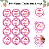 joycraft 120Pcs Strawberry Thank You Stickers, 2 Inch Thank You Berry Much Stickers, Strawberry Sticker for Party Favor, Pink Thank You Stickers for Birthday Baby Showers Gift Wrap Bag Envelope Seal