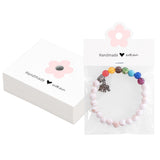 joycraft Jewelry Packaging for Small Business – 100Pcs White Bracelet Display Cards with Clear Bags, Small Handmade Jewelry Display Set for Bracelets, Key Chains, Earring, DIY Craft (Pink Flower)