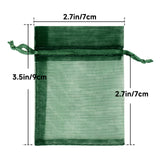joycraft 50Pcs Dark Green Organza Bags – 2.7x3.5 In Sheer Jewelry Mesh Pouch, Small Party Favor Drawstring Pouch for Halloween, Christmas, Wedding Favor, Small Business
