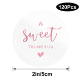 joycraft 2 Inch Sweet Thank You Stickers, 120Pcs Thank You Party Favor Labels Stickers, Clear Rose Pink Envelope Seals, Round Gift Sticker for Bags, DIY Craft, Small Business