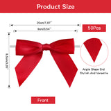 joycraft 50Pcs Twist Tie Bows, 3 Inches Satin Ribbon Twist Tie Bows, Holiday Gift Ribbon Bows, Small Satin Ribbon Bows for Birthday, Baby Shower, Wedding, Party Favor (Red)