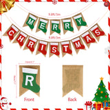 joycraft Merry Christmas Banner Burlap, Christmas Wall Banner, Vintage Christmas Banner, Christmas Fireplace Banner, Sock Shaped Christmas Bunting, Christmas Hanging Banner for Xmas, Home, Class