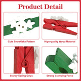 joycraft 50pcs Christmas Clips, 1.4 Inch Snowflake Photo Clips, Red and Green Wooden Clothespins with String, Mini Wooden Pegs Decorative Clothespins for Christmas Hanging Photos and Party Decoration