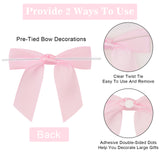 joycraft 50Pcs Twist Tie Bows, 3 Inches Satin Ribbon Twist Tie Bows, Holiday Gift Ribbon Bows, Small Satin Ribbon Bows for Birthday, Baby Shower, Wedding, Party Favor (Pink)