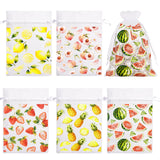 joycraft 30Pcs Furit Organza Bags - 4x6In Summer Drawstring Gift Bags, 5 Style Party Favor Bags for Birthday, Classroom, Vacation, Picnic