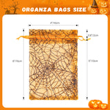 joycraft 50Pcs Halloween Drawstring Bags, 4 x 6 Inches Halloween Bags for Gift, Halloween Party Favor Bags, Spider Web Sheer Organza Bags for Gift Wrapping, Party, Candy (Orange)