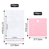 joycraft 6 Holes Earring Display Cards with Bags - 100Pcs Pink Paper Necklace Display Cards, 2.95 In Square Jewelry Card for Selling, Small Business, Craft Fair, Retail Display