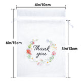 joycraft 4x6 In Thank You Organza Bags - 30Pcs Floral Drawstring Mesh Gift Bags, White Organza Party Favor Pouch for Wedding, Birthday, Baby Shower, Thanksgiving