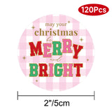joycraft Merry Christmas Stickers - 120 Pcs Pink Buffalo Plaid Holiday Gift Sticker, 2 in May Your Christmas be Merry and Bright Labels for Gift Wrapping, Candy Bags, Envelope Seal, DIY Craft