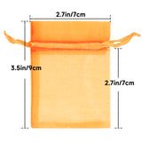 joycraft 50Pcs Orange Organza Bags - 2.7x3.5 Inch Drawstring Halloween Pouch with Mesh, Small Organza Gift Pouch for Thanksgiving, Wedding Favors, Jewelry Display, Candy Bags