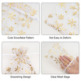 joycraft 50Pcs Christmas Drawstring Gift Bags, 4x6 Inches Christmas Organza Bags, Gold Foil Snowflake Party Favor Bag, Xmas Mesh Jewelry Pouch for Party, Candy, Goodie, Treat Bags