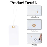 100Pcs White Blank Tags with String Attached, 4 3/4 x 2 3/8 inch Price Tags, Pre-Attached Cotton String Hangtags, Thick Paper Shipping Tag with Reinforced Eyelet for Gift Wrap, Christmas, Party