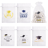 joycraft 4x6In Graduation Organza Bags - 30Pcs Class of 2026 Drastring Gift Bags, 5 Style Happy Graduation Party Favor Bags for Jewelry, Candy, DIY Craft, Cards