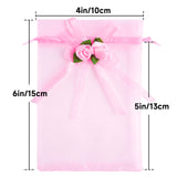 joycraft 4x6 In Organza Bags with Rose, 30Pcs Pink Wedding Party Favor Bag, Jewelry Pouches with Drawstring, Sheer Mesh Drawstring Bags for Jewelry, Makeup, Candy, Desserts