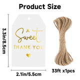A Sweet Thank You Tags, joycraft 50Pcs Gold Thank You Gift Tags with String, 3x2 in White Kraft Paper Gift Tags, Sweet Thank You Tags for Wedding, Baby Shower, Birthday, Anniversary, Gift Wrap