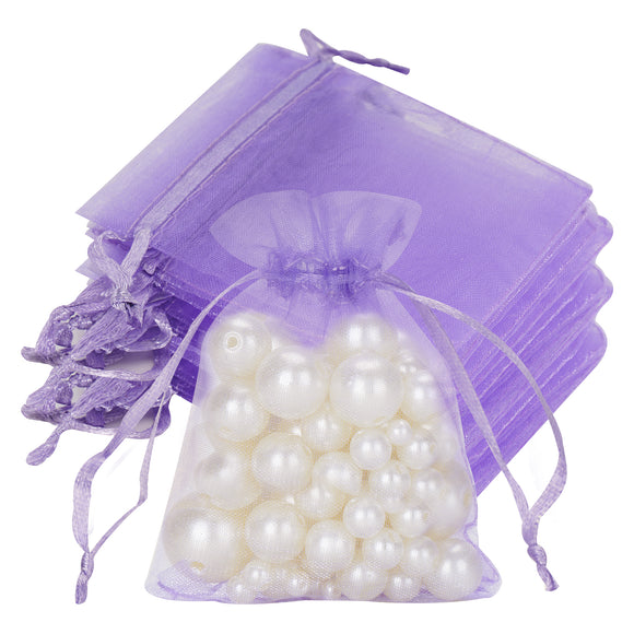joycraft Organza Bags 2.7x3.5 inch - Light Purple Drawstring Gift Packaging Pouch with Breathable Mesh for Wedding Favors, Jewelry Display, Candy Bags | Reusable Craft Supplies, Small Business