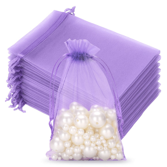 joycraft Organza Bags 4x6 inch - Light Purple Drawstring Gift Packaging Pouch with Breathable Mesh for Wedding Favors, Jewelry Display, Candy Bags | Reusable Craft Supplies, Small Business