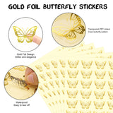 joycraft 420Pcs Butterfly Stickers, 1.5 inches Gold Foil Butterfly Gift Stickers, Clear Butterfly Envelope Seals Stickers, Personalized Stickers for Gift Wrapping Baby Shower Wedding Party Favor