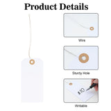 100Pcs White Blank Tags with String Attached, 4 3/4 x 2 3/8 inch Price Tags, Pre-Attached Wire Hangtags, Thick Paper Shipping Tags with Reinforced Eyelet for Gift Wrap, Christmas, Party