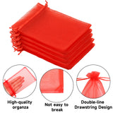 joycraft 50Pcs Hot Red Organza Bags - 4x6 In Drawstring Holiday Mesh Pouch, Sheer Organza Party Favor Bags for Christmas Gift, Halloween, Small Business, DIY Craft