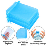 joycraft 50Pcs Lake Blue Organza Bags - 4x6 In Jewelry Drawstring Mesh Pouch, Sheer Party Favor Bags for DIY Craft, Gift Wrapping, Jewelry Packaging, Wedding Favor