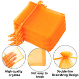 joycraft 50Pcs Orange Organza Bags - 2.7x3.5 Inch Drawstring Halloween Pouch with Mesh, Small Organza Gift Pouch for Thanksgiving, Wedding Favors, Jewelry Display, Candy Bags