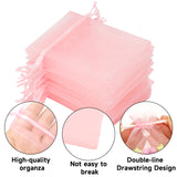joycraft 50Pcs Blush Pink Organza Bags - 4x6 In Jewelry Drawstring Pouch with Mesh, Sheer Party Favor Pouch for Birthday, Baby Shower, Wedding, Graduation