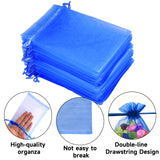 joycraft 50Pcs Royal Blue Organza Bags - 4x6 In Jewelry Drawstring Pouch with Mesh, Sheer Party Favor Pouch for Birthday, Baby Shower, Graduation, Wedding