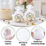 joycraft 4x6 In Thank You Organza Bags - 30Pcs White Mesh Gift Bags with Drawstring, Flower Organza Party Favor Pouch for Thanksgiving, Wedding, Birthday, Baby Shower