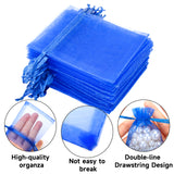joycraft 50Pcs Royal Blue Organza Bags - 2.7x3.5 In Jewelry Mesh Pouch with Drawstring, Small Sheer Party Favor Bags for Small Business, Birthday, Wedding, Baby Shower