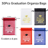 joycraft 30Pcs Graduation Organza Bags - 4x6In Thank You Drawstring Mesh Gift Bags, 5 Colors Graduation Appreciation Organza Pouches for Jewelry, Candy, DIY Craft, Cards