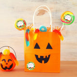 joycraft 60Pcs Happy Halloween Stickers, 2 inch Trick or Treat Halloween Stickers, Green Round Halloween Holiday Gift Stickers for Goodie Bags Halloween Party Favors Gift Wrapping DIY Craft